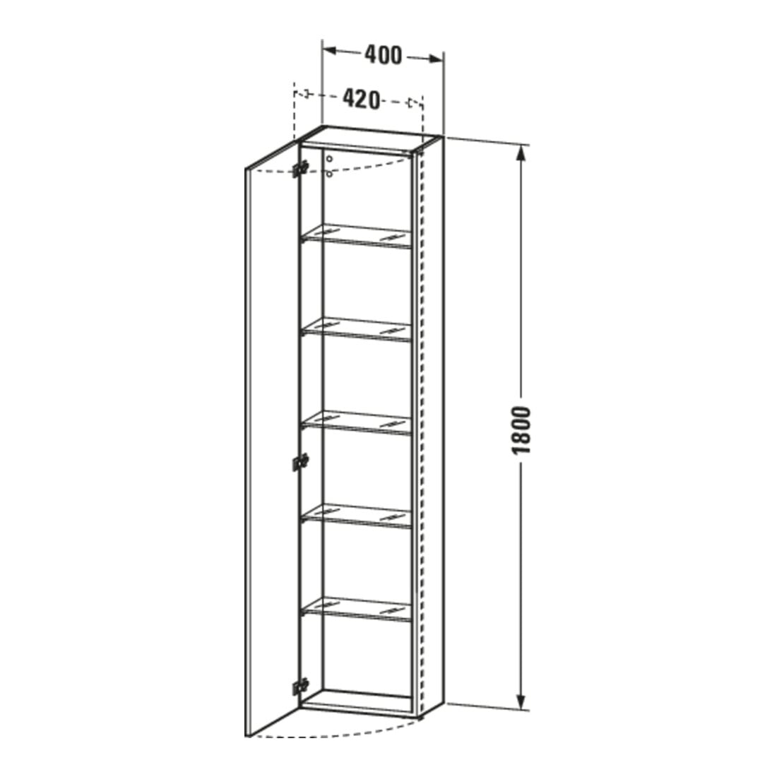 Duravit Hochschrank DuraStyle 40x24x180cm, Tür links, nussbaum natur