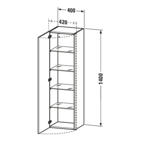 Duravit Hochschrank DuraStyle 40x36x140cm, Tür links, weiß Hochglanz
