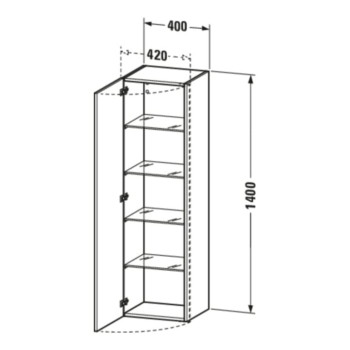 Duravit Hochschrank DuraStyle 40x36x140cm, Tür links, weiß Hochglanz
