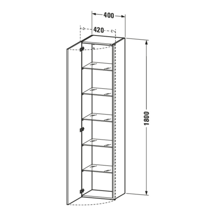 Duravit Hochschrank DuraStyle 40x36x180cm, Tür rechts, nussbaum dunkel