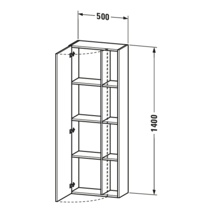 Duravit Hochschrank DuraStyle 50x24x140cm, Tür links, betongrau matt