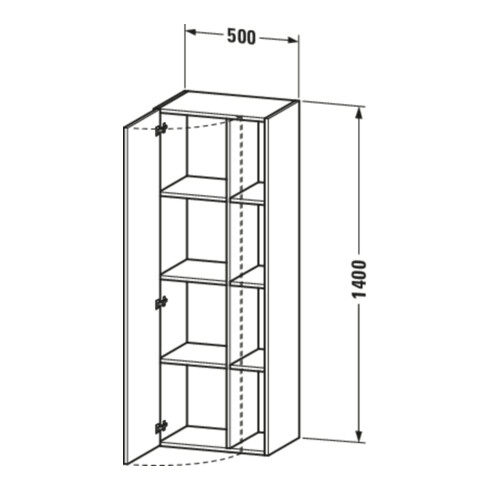 Duravit Hochschrank DuraStyle 50x36x140cm, Tür links, weiß Hochglanz