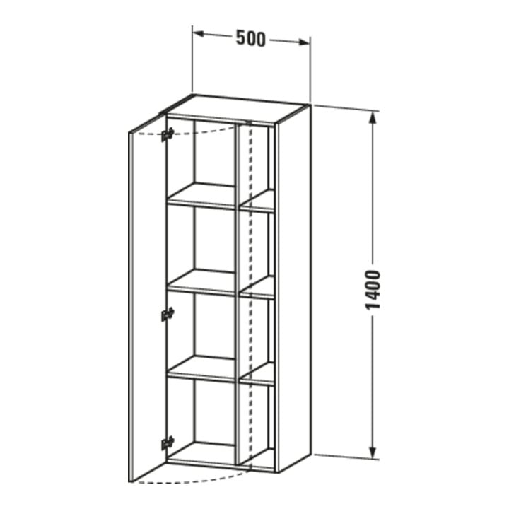 Duravit Hochschrank DuraStyle 50x36x140cm, Tür links, weiß Hochglanz