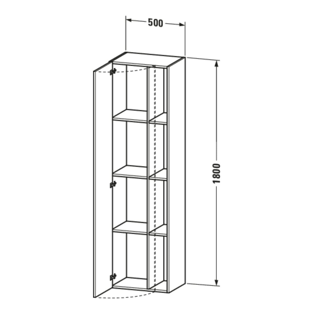 Duravit Hochschrank DuraStyle 50x36x180cm, Tür rechts, nussbaum natur