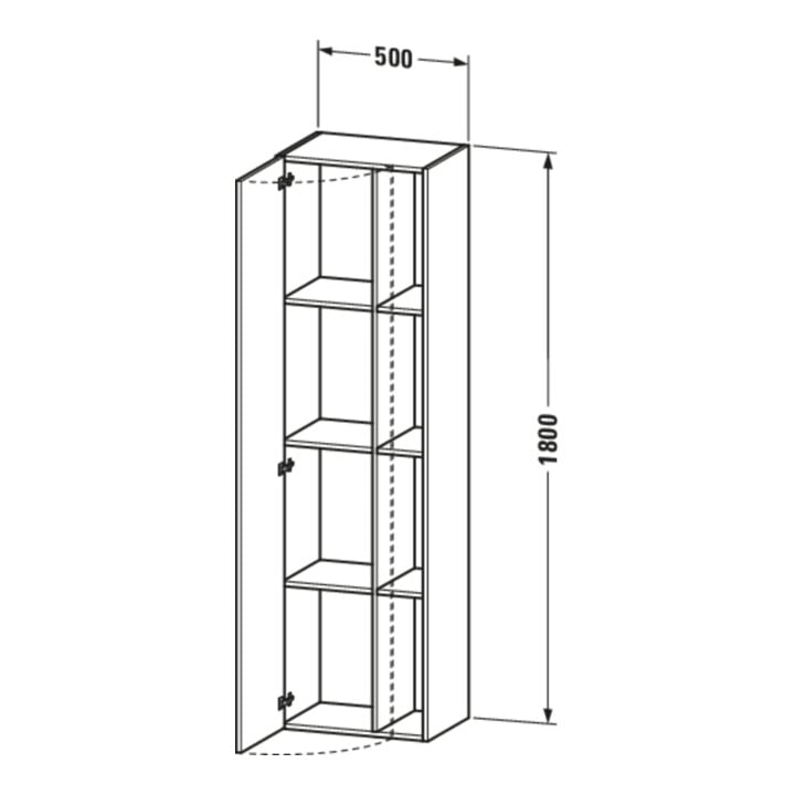 Duravit Hochschrank DuraStyle 50x36x180cm, Tür rechts, weiß Hochglanz
