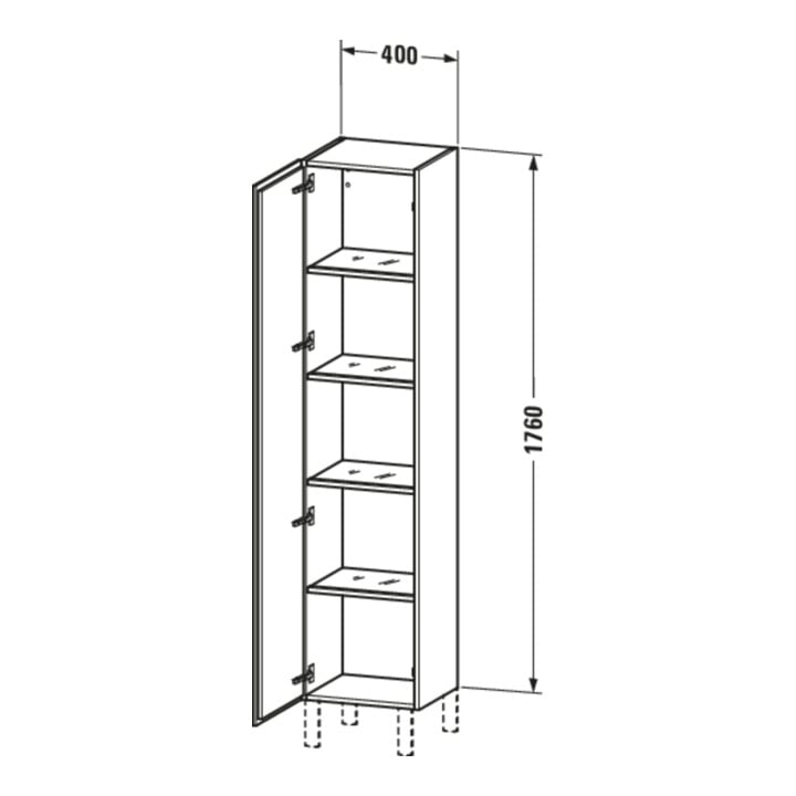 Duravit Hochschrank L-Cube 40x36,3x176cm, Tür li, eiche marmoriert
