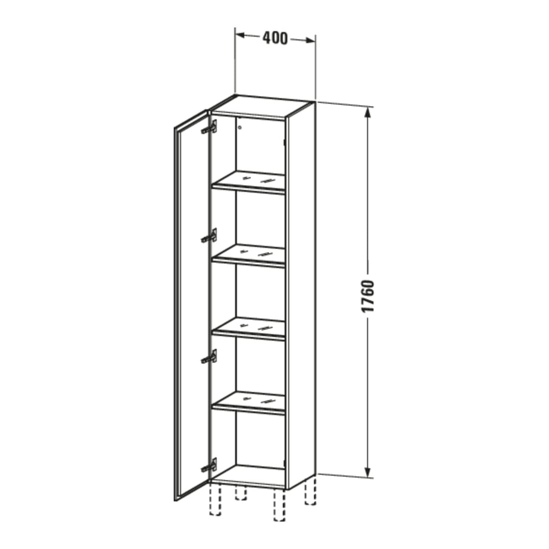 Duravit Hochschrank L-Cube 40x36,3x176cm, Tür links, graphit matt