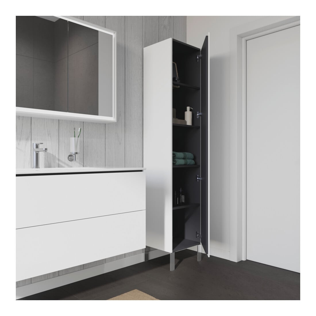 Duravit Hochschrank L-Cube 40x36,3x176cm, Tür re, weiß Hochglanz