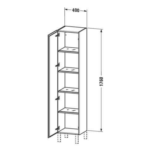 Duravit Hochschrank L-Cube 40x36,3x176cm, Tür rechts, Eiche schwarz