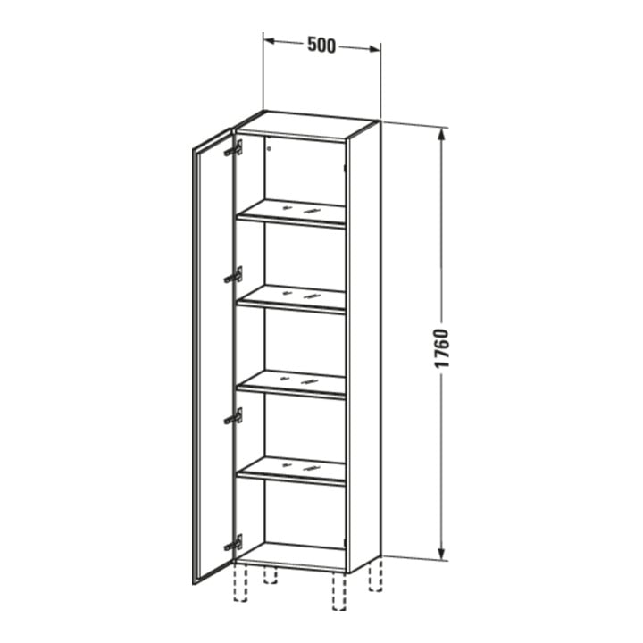 Duravit Hochschrank L-Cube 50x36,3x176cm, Tür links, graphit matt