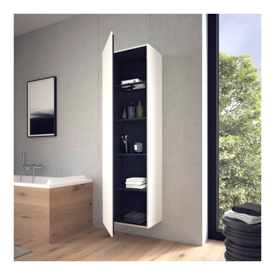 Duravit Hochschrank L-Cube 50x36,3x176cm, Tür re, weiß Hochglanz