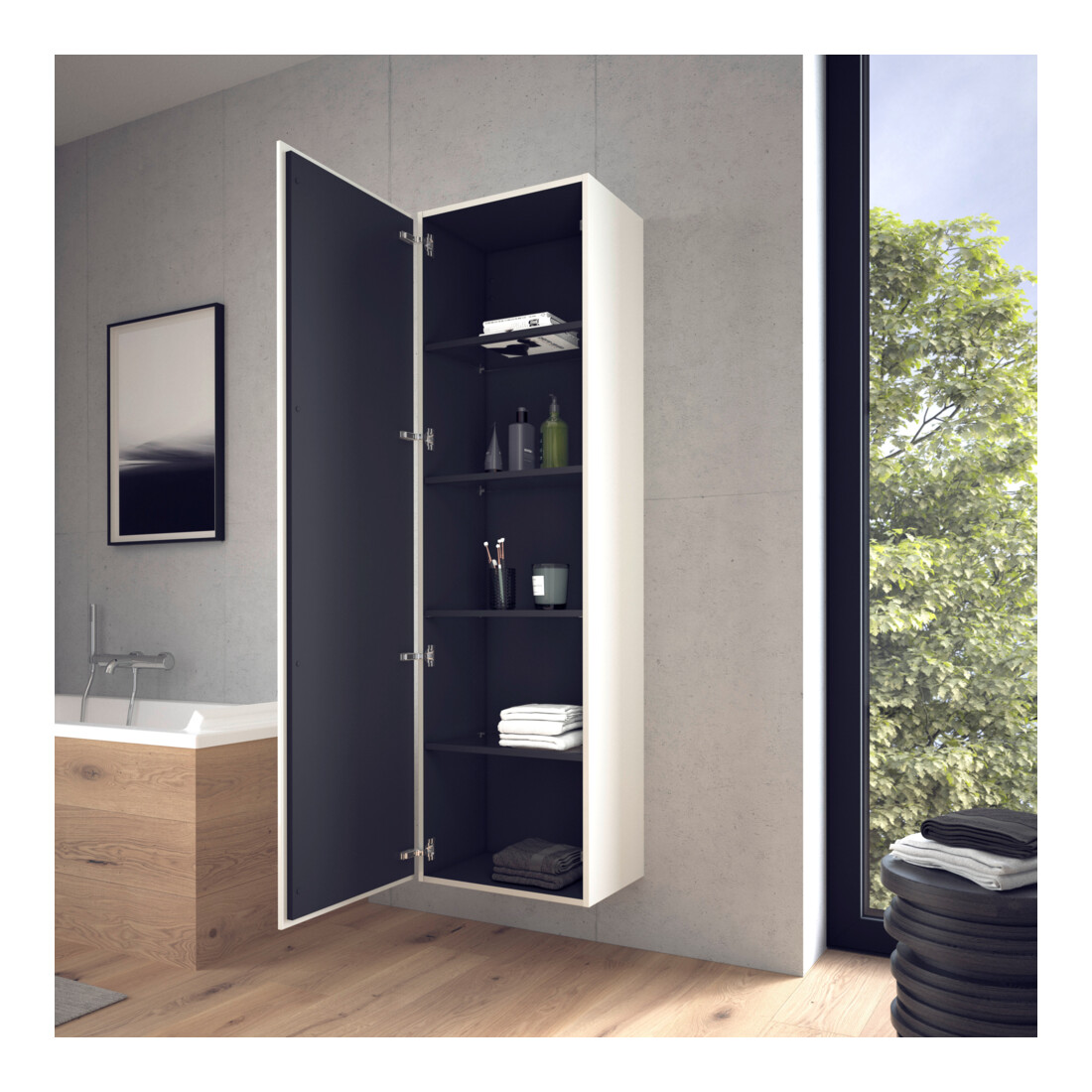 Duravit Hochschrank L-Cube 50x36,3x176cm, Tür re, weiß Hochglanz