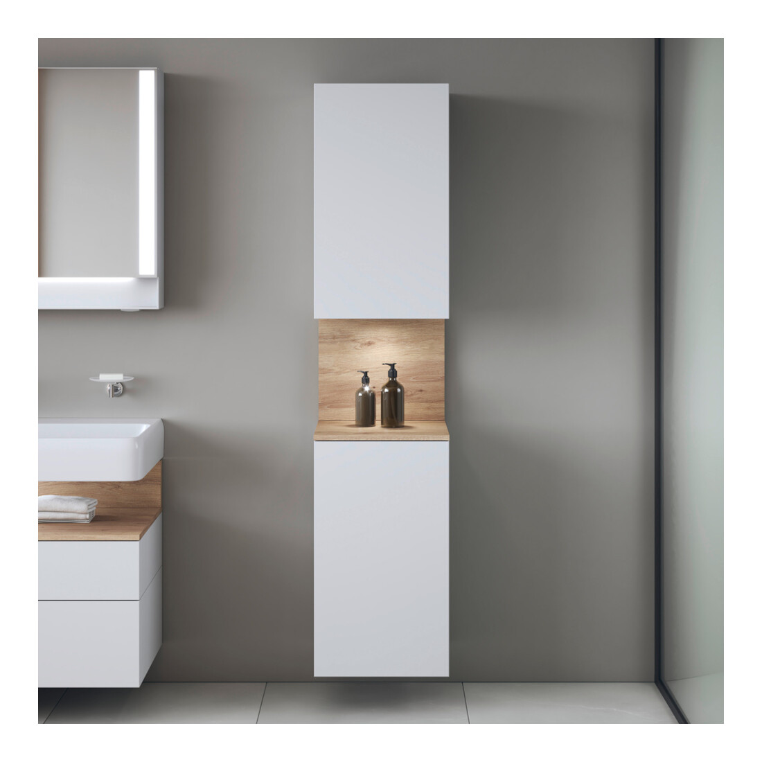 Duravit Hochschrank Qatego 40x36x1760cm, 2 T, An re, Ei Marmor/w ma