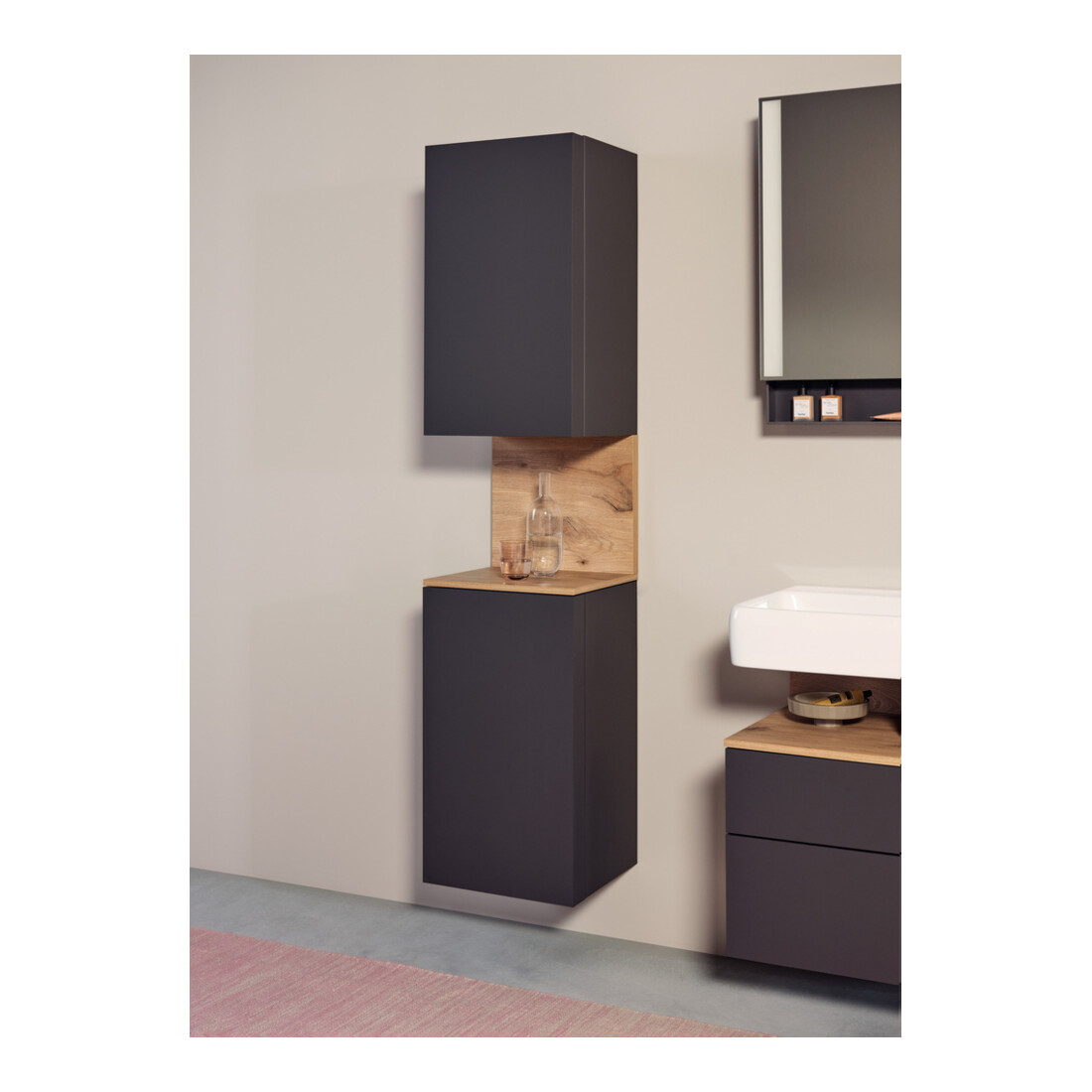 Duravit Hochschrank Qatego 40x36x1760cm, 2 T, B, An l, E Ma/Gra m