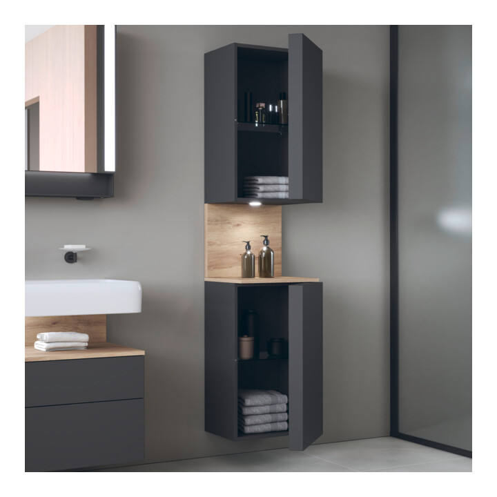 Duravit Hochschrank Qatego 40x36x1760cm, 2 T, B, An r, E Ma/Gra ma