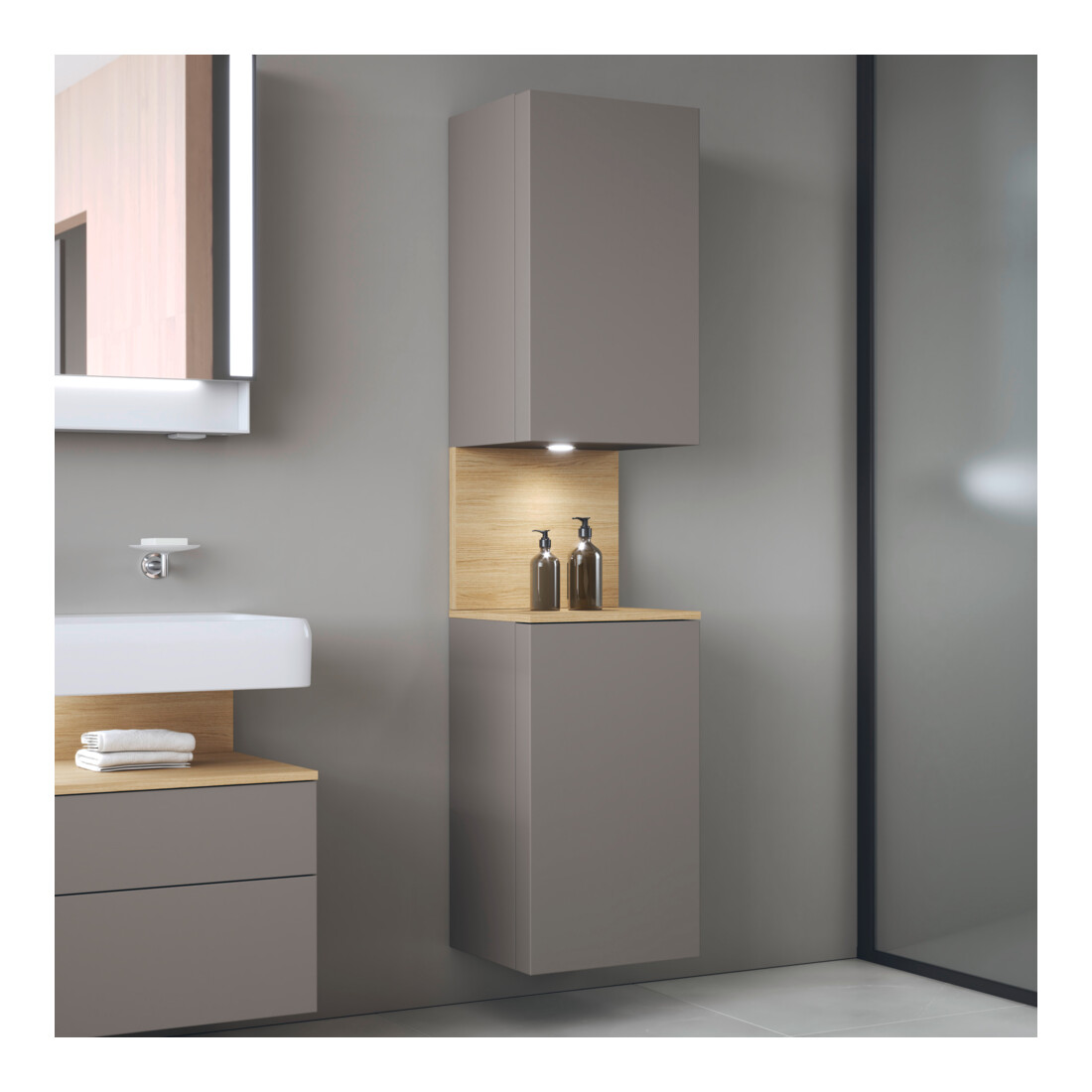 Duravit Hochschrank Qatego 40x36x1760cm, 2 T, B, An re, Ei nat/b ma
