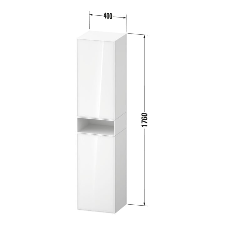 Duravit Hochschrank Zencha 40x36x176cm, 2 T, An r, Gl s Lini/w matt
