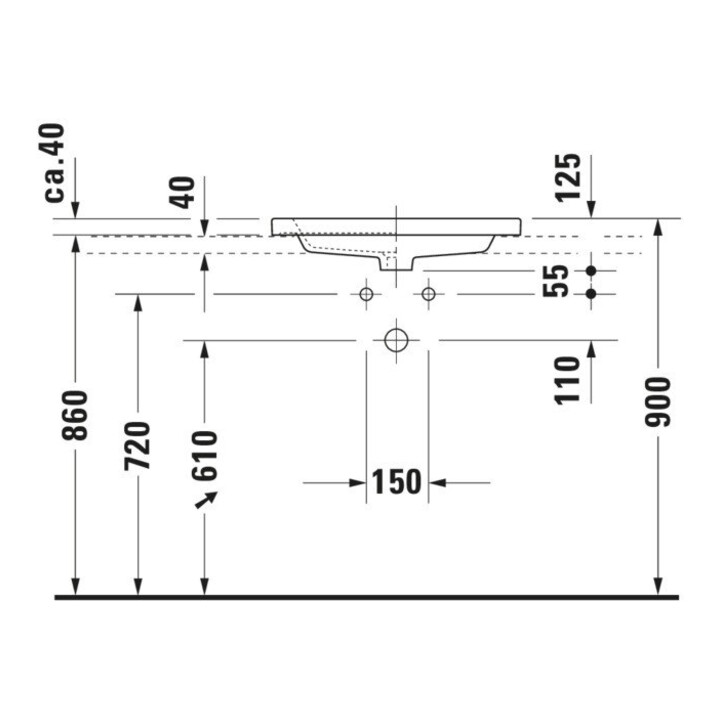 Duravit Inbouwwastafel 2nd floor 60 x 43 cm wit