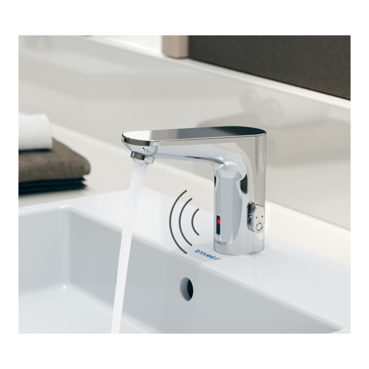 Duravit Infrarot-Waschtischarmatur Sensor 1 Batt., Ausl. 122mm, Temp.-Reg., chrom