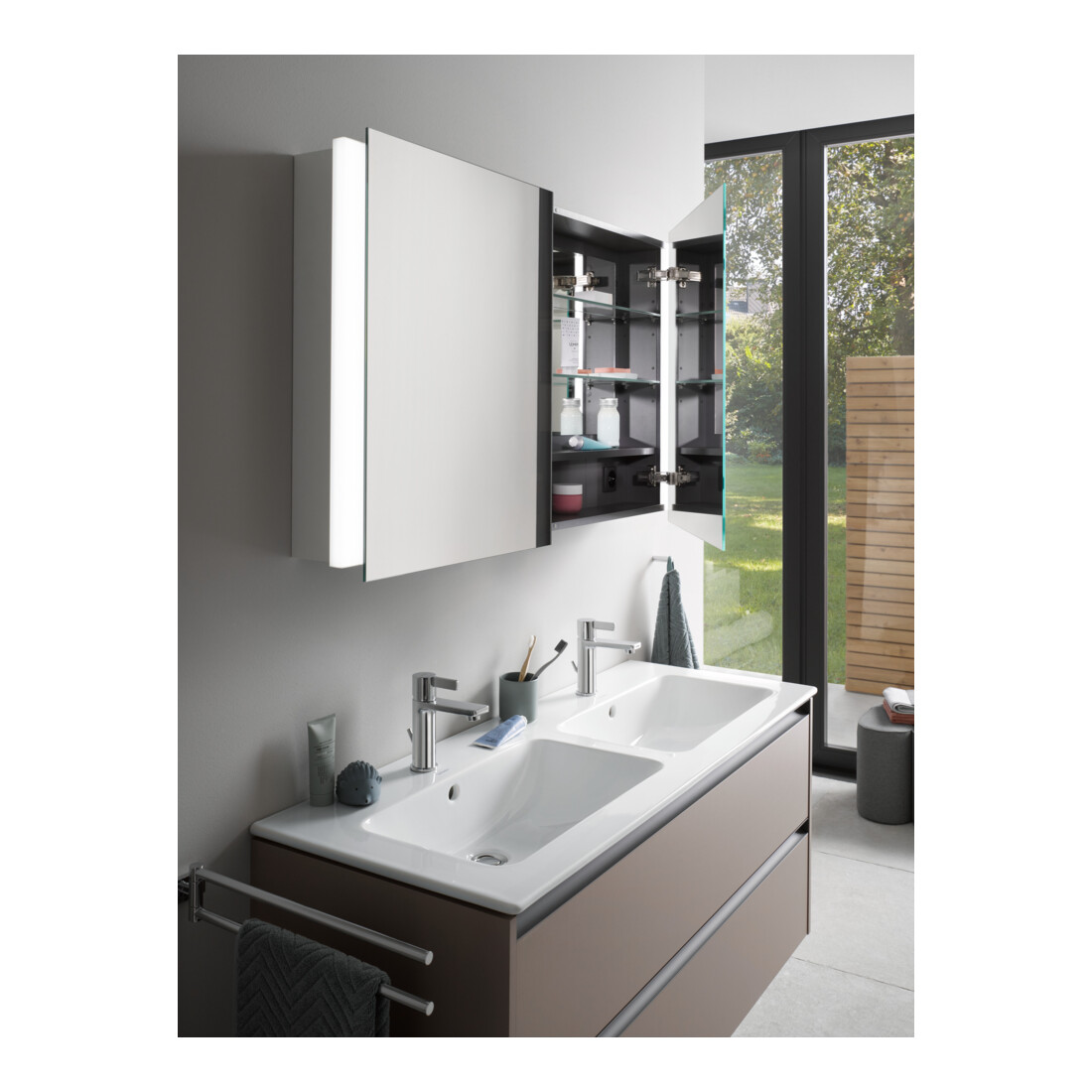 Duravit Ketho.2 Armoire miroir LED, blanc, 100x15,7x70 cm, avec éclairage lavabo