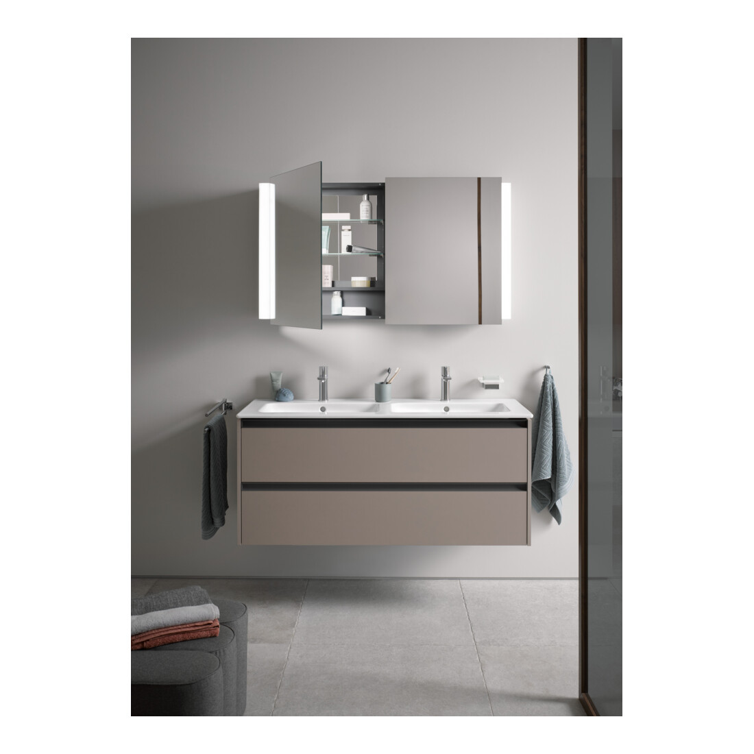 Duravit Ketho.2 Armoire miroir LED, blanc, 120x15,7x70 cm, avec éclairage lavabo