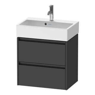 Duravit Ketho.2 Compact meuble sous lavabo 58,4x39x54,9 cm, 2 tiroirs, suspendu, graphite mat