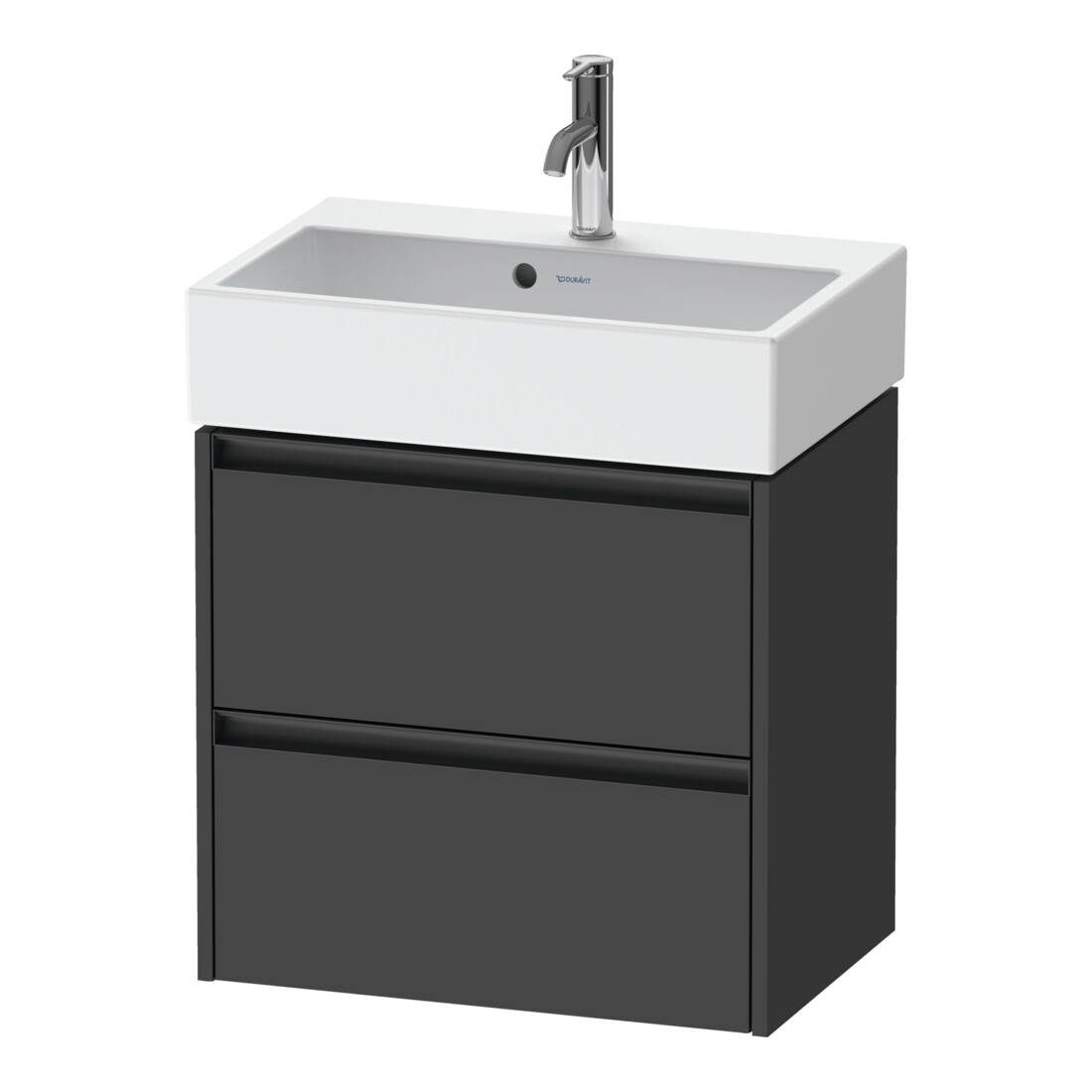 Duravit Ketho.2 Compact meuble sous lavabo 58,4x39x54,9 cm, 2 tiroirs, suspendu, graphite mat