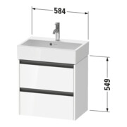 Duravit Ketho.2 Compact meuble sous lavabo 58,4x39x54,9 cm, 2 tiroirs, suspendu, graphite mat-3