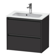 Duravit Ketho.2 Compact Meuble sous lavabo 61x39 cm, graphite mat, 2 tiroirs, suspendu