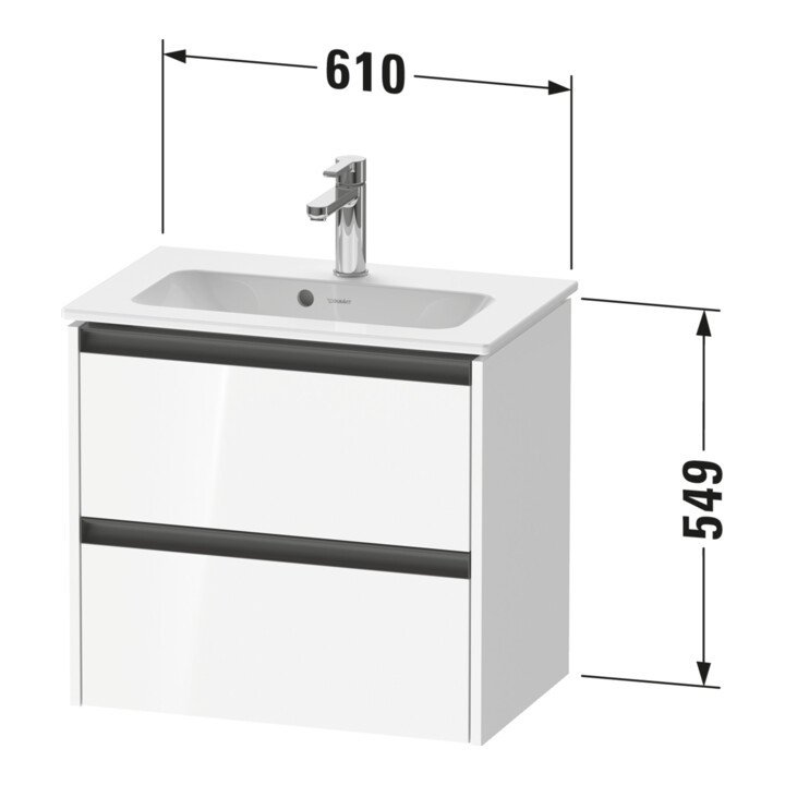 Duravit Ketho.2 Compact Meuble sous lavabo 61x39 cm, graphite mat, 2 tiroirs, suspendu