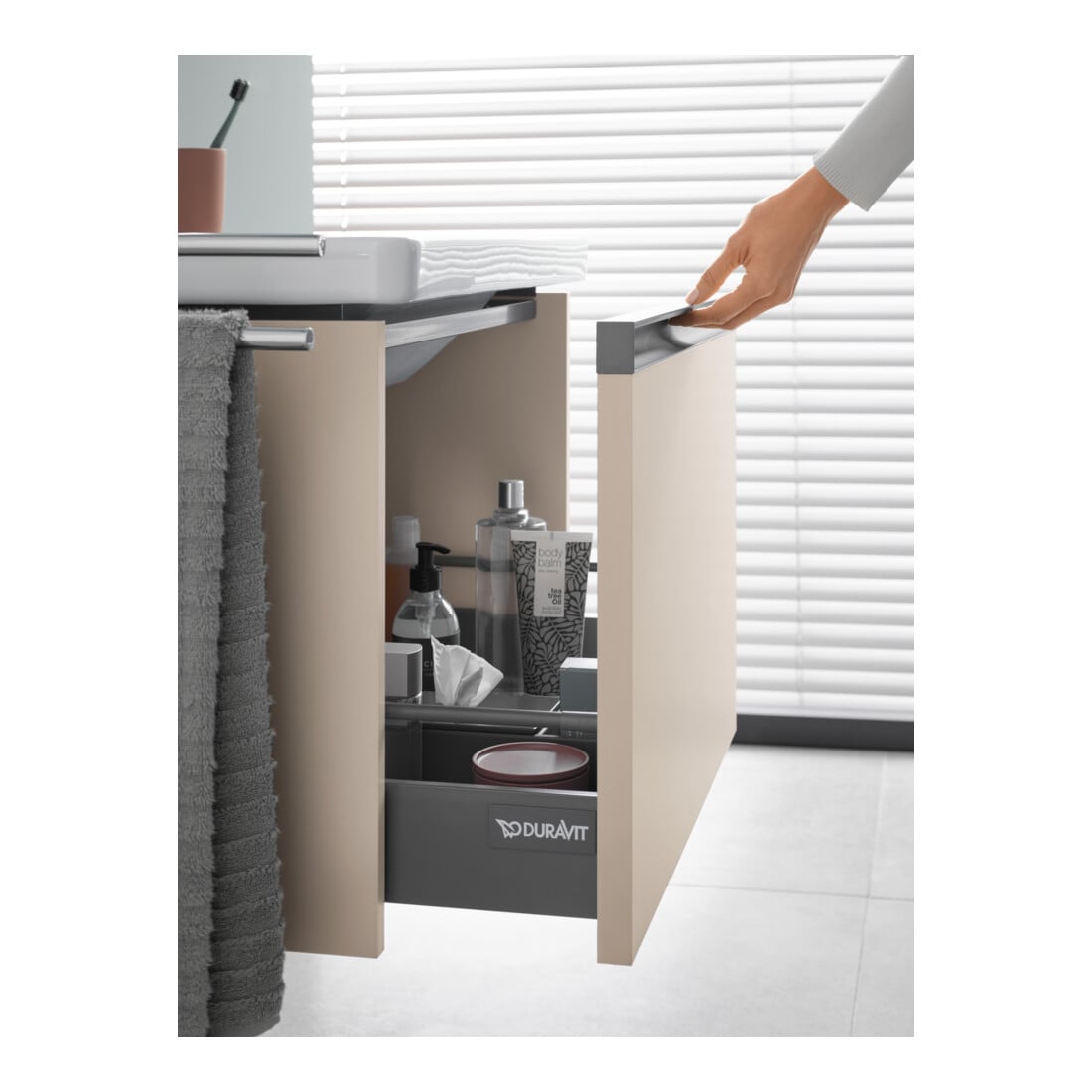 Duravit Ketho.2 Compact Meuble sous-lavabo 61x39cm, taupe mat, 1 tiroir, suspendu