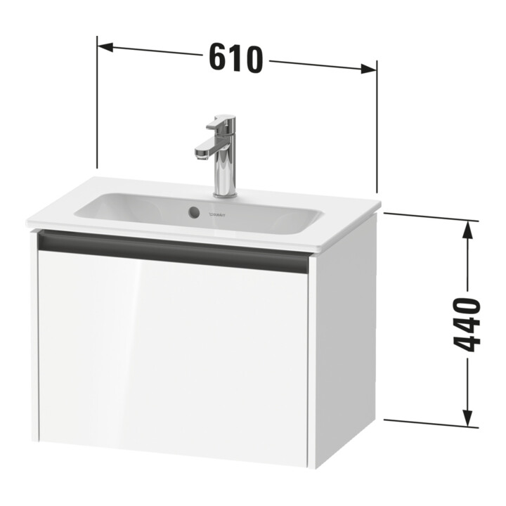 Duravit Ketho.2 Compact meuble sous-vasque 61x39 cm, graphite mat, 1 tiroir, suspendu