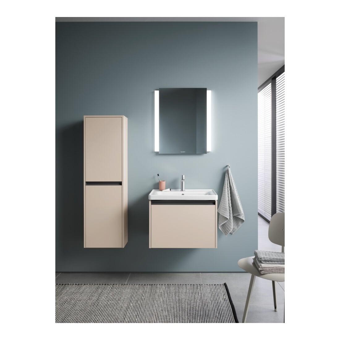 Duravit Ketho.2 Demi-colonne 40x24x132 cm, 2 portes, raccord gauche, taupe mat