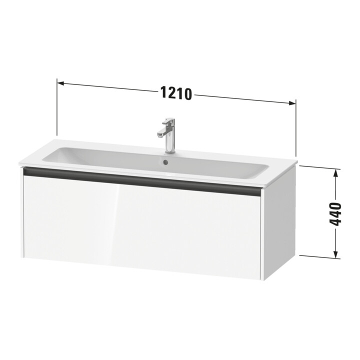 Duravit Ketho.2 Meuble sous lavabo 121x48 cm, graphite mat, 1 tiroir, suspendu