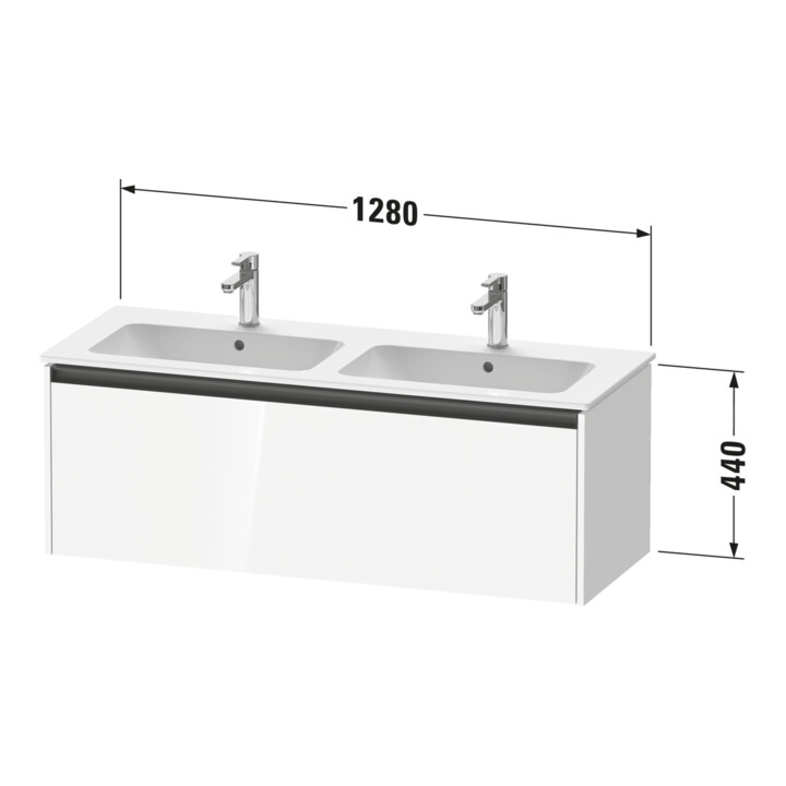 Duravit Ketho.2 Meuble sous-lavabo 128x48x44 cm, 1 tiroir, suspendu, blanc mat