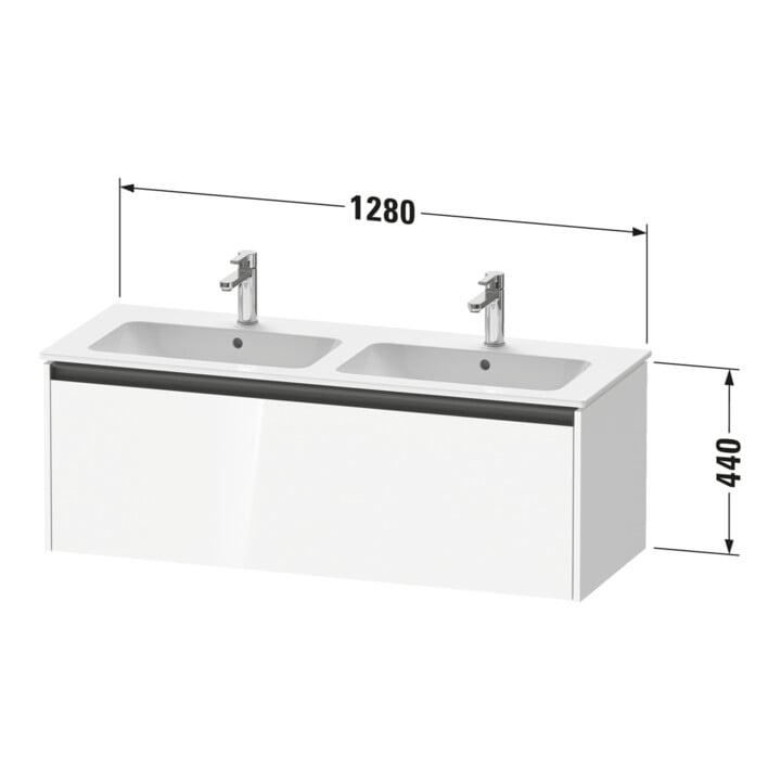 Duravit Ketho.2 Meuble sous-lavabo 128x48x44 cm, 1 tiroir, suspendu, graphite mat