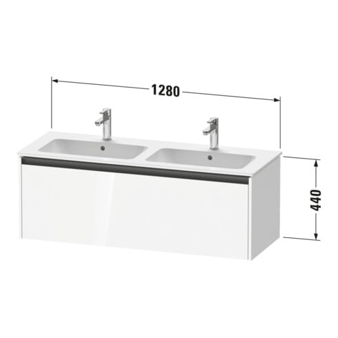 Duravit Ketho.2 Meuble sous lavabo 128x48x44cm, 1 tiroir, suspendu, béton grisé