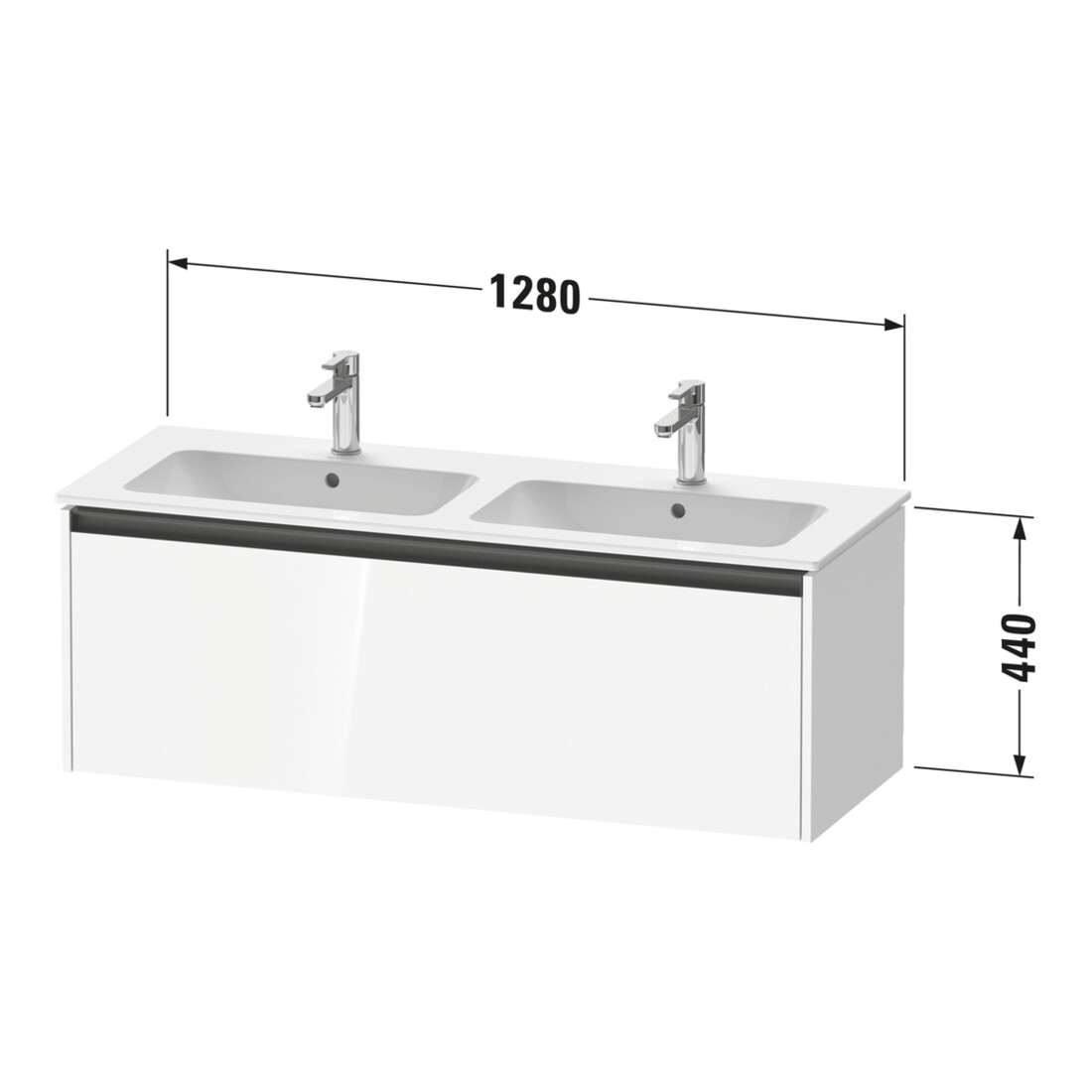 Duravit Ketho.2 meuble sous-lavabo 128x48x44cm, 1 tiroir, suspendu, lin