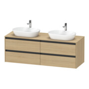 Duravit Ketho.2 Meuble sous lavabo 160x55 cm, blanc brillant, chêne naturel, 4 tiroirs, suspendu-1
