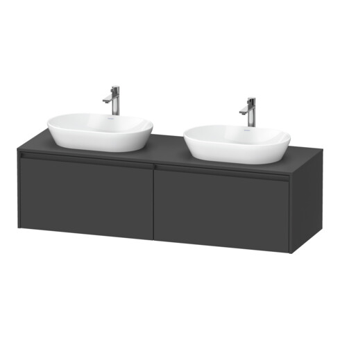 Duravit Ketho.2 Meuble sous lavabo 160x55 cm, blanc brillant, graphite mat, 2 tiroirs, suspendu