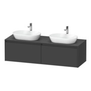 Duravit Ketho.2 Meuble sous lavabo 160x55 cm, blanc brillant, graphite mat, 2 tiroirs, suspendu
