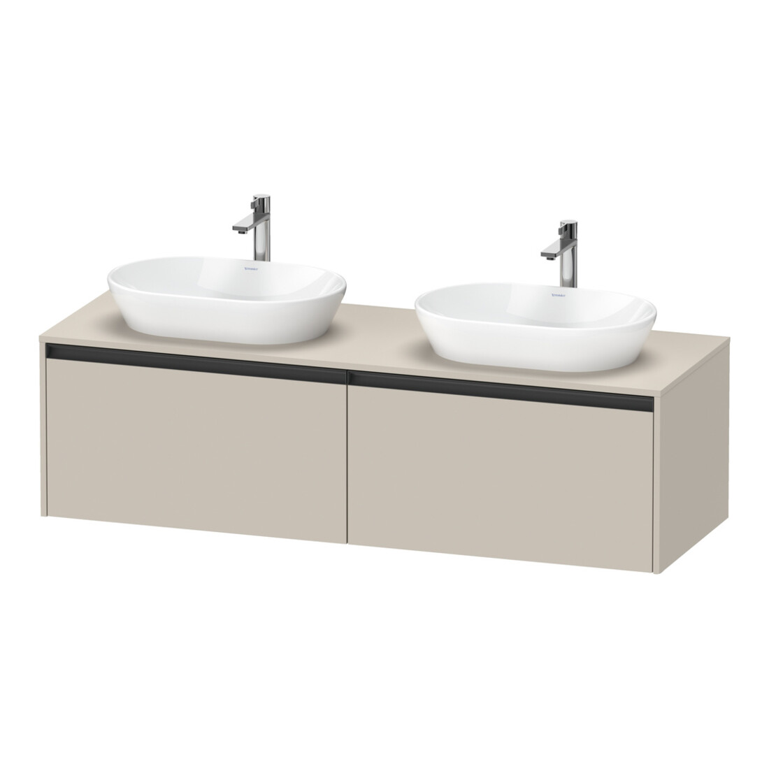 Duravit Ketho.2 Meuble sous lavabo 160x55 cm, taupe mat, 2 tiroirs, suspendu