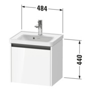 Duravit Ketho.2 Meuble sous lavabo 48,4x37,5x44 cm, 1 tiroir, suspendu, blanc marbré-3