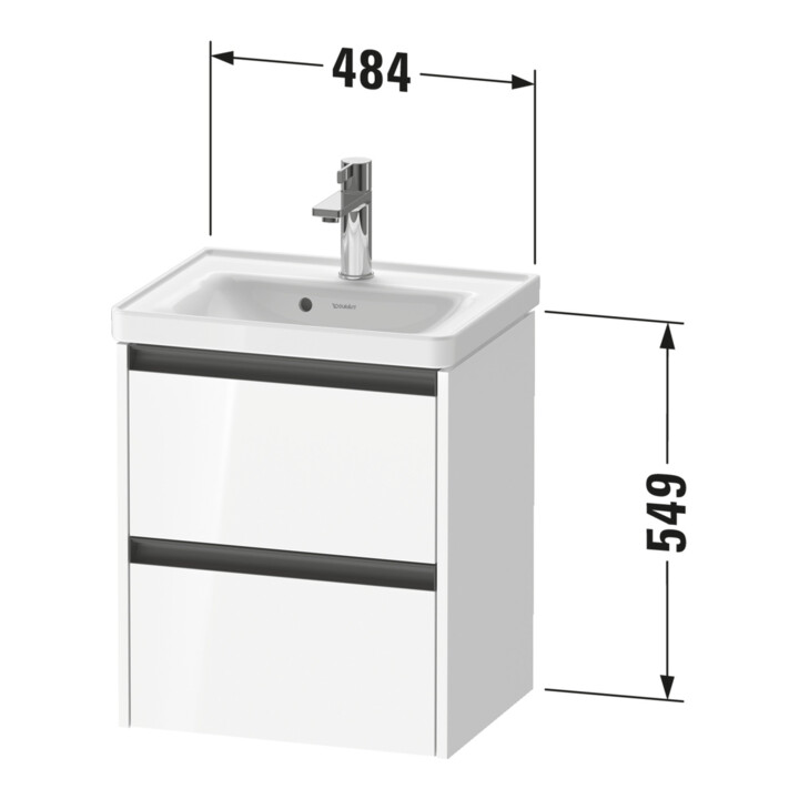 Duravit Ketho.2 Meuble sous-lavabo 48,4x37,5x54,9 cm, 2 tiroirs, suspendu, blanc œuf