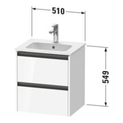 Duravit Ketho.2 Meuble sous lavabo 51x42x54,9 cm, 2 tiroirs, suspendu, lin-3