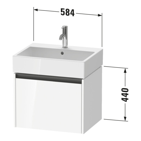 Duravit Ketho.2 Meuble sous lavabo 58,4x46 cm, blanc œuf, 1 tiroir, suspendu