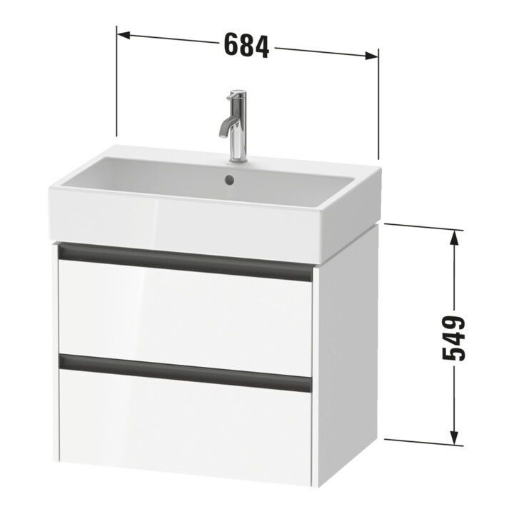 Duravit Ketho.2 Meuble sous-lavabo 68,4x46 cm, blanc mat, 2 tiroirs, suspendu