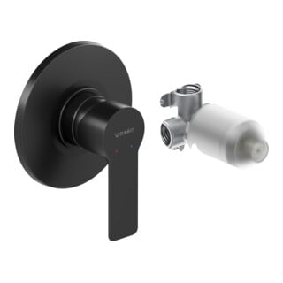 Duravit Kit complet mitigeur douche encastré D-Code céramique, rond, 27 l, noir mat