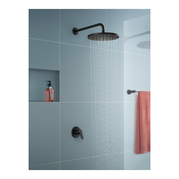 Duravit Kit complet mitigeur douche encastré D-Code céramique, rond, 27 l, noir mat