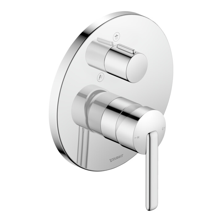 Duravit Kit de montage Balcoon Mitigeur douche mono-levier, 2 sorties, rond, chrome brillant